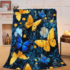Butterfly Blanket Soft Yellow Butterfly Flannel Fleece Blanket for Butterfly Lover Cozy Plush Throw Blanket Bedding Stuff Decor Butterfly Gifts for Girls Boys Kids Women Adults Bed Travel 40"x50"