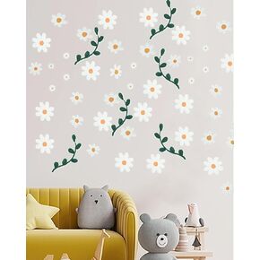 96pcs Pattern Daisy Wall Decals White Daisy Decals Flower Wall Decals Peel and Stick Floral Stickers for Kids Girls Nursery Playroom Bedroom Living Room Wall Decor，Classroom Office Decor（12Big Sheet）