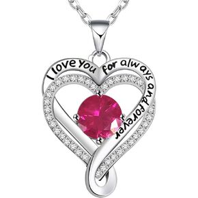 VEXA Infinity Heart Necklace – S925 Sterling Silver Birthstone Jewelry, I Love You Pendant, Gifts for Wife, Mom, Girlfriend – Birthday, Anniversary, Christmas