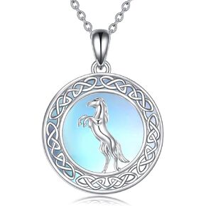 LUHE Phoenix Necklace Gifts Sterling Silver Moonstone Irish Celtic Knot Rising Phoenix Pendant Necklace Jewelry for Women Mother January Guardian Animal Necklace