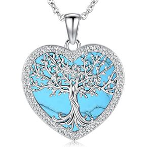 Tree of Life Necklace for Women, Sterling Silver Pendant with 18'' Chain, Jewelry Gifts for Women Grandma Wife Mom (with Gift Box)