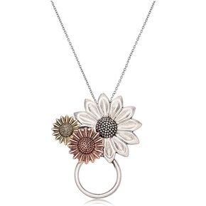 NOUMANDA Antique Gold Silver and Rose Gold 3 Sunflower Eyeglass Holder Pendant Necklace