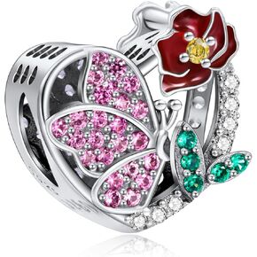 925 Sterling Silver Charm Heart flower Bead With 5A zircon, Love Charm, for Women'S Bracelet Necklace, Birthday Gift for friend in Saudi Arabia