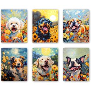 DXOAGXQ Dog Canvas Wall Art,Funny Dog Canvas Wall Art, Cute Puppy Animal Pictures Wall Decor Print,Colorful Dog Pop Art,Set of 6 (8"x10" Unframed)