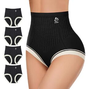 Women's High Waisted Underwear Tummy Control Ladies Panties Postpartum Breathable Full Coverage 4 Pack Briefs