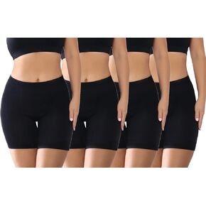 Women's Boxer Briefs Cotton Underwear Black Anti Chafing Ladies Boy Shorts Panties 5" Inseam 4 Pack