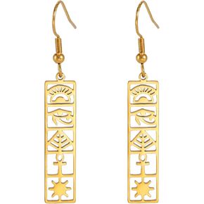 Egyptian Earrings for Women Ancient Egyptian Dangle Drop Earrings Eye of Horus Eardrop Ankh Pyramid Amulet Stainless Steel Jewelry Gifts for Birthday Anniversary
