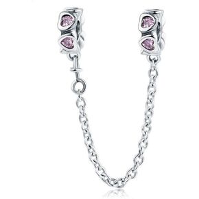 Clip Lock Spacer Stopper Charm Bead Love Heart Charm Bracelets for Women 925 Sterling Silver Safety Chain Charms for Pandora Bracelets (Love)
