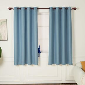 INLINAS Premium Faux Linen Blackout Curtains - 100% Light Blocking, Thermal Insulated, and Elegant Design, Set of 2 Panels, Grommets, Blue, 52W x 63L Inch