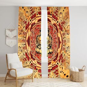 Bless International Beautiful Indian Bohemian Psychedelic Hippie Tie Dye Window Curtain Panels for Bedroom, Living, Balcony (Horoscope Tie Dye (38x83 Inches)(96x210 Cms))