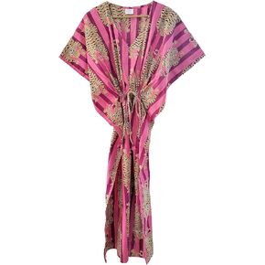 Tibetan Tiger Print Sleepwear Dress Cotton Ethnic Beach cover up nightwear Caftan Dress