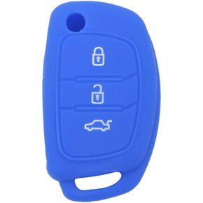 SEGADEN Silicone Cover Protector Case Holder Skin Jacket Compatible with HYUNDAI 3 Button Flip Remote Key Fob CV9102 Deep Blue