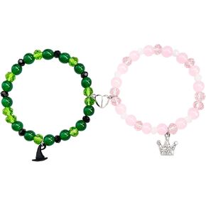 Bracelets for Wicked Merch: Wicked Bracelet for Friendship - Elphaba & Galinda Themed Gifts, Rhinestone Crown Witch Hat BFF Couples Matching Bracelets, Movie Crafts Items for Women