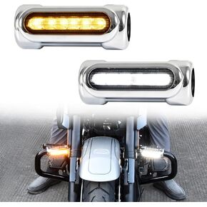 Highway Bar Light for Harley, Chrome Highway Guard Crash Bar Light w/DRL & Turn Signal Light Switchback Driving Light for Harley Road Glide Ultra Limited 2014-2023; Street Glide CVO 2024