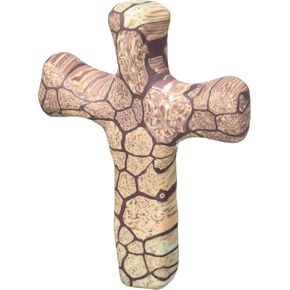 Calypso Studios by First & Main Comforting Clay Hand Held Cross, Abalone, 4.75"X3.5"X0.75"