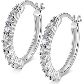 Moissanite Hoop Earrings For Women 0.65/1.00 Cttw 18K Yellow Or White Gold Over Silver (D Color VVS Clarity) Comes With Gift Box