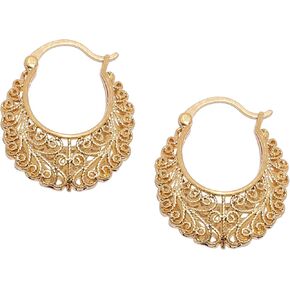 Bonaluna Boho Chic Gold or Silver Filigree Small Hoops Earrings for Women