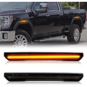 مصابيح LED للعلامات الجانبية من Gempro متوافقة مع GMC Sierra 2500HD 3500HD 2020-2024 مصابيح تحديد أمامية/خلفية للشاحنة، قطعتان (LED أبيض)