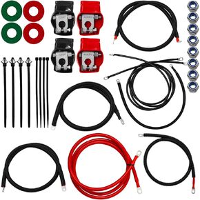 PratRaken 2298-90 Battery Cable Kit for Ford Superduty F250 F350 Excursion 1999-2003 7.3L Power Stroke Diesel Engine 2/0 Wire with 90 Degree Bend Atstarter 2C3Z14300CA in Kuwait