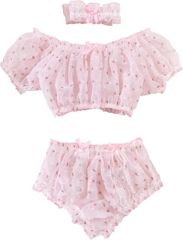 Sexy Choker Naughty Ruffle Embroidered Mesh Sheer Lingerie Set 3 Piece in Saudi Arabia