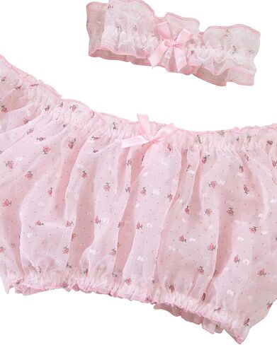 Sexy Choker Naughty Ruffle Embroidered Mesh Sheer Lingerie Set 3 Piece in Saudi Arabia