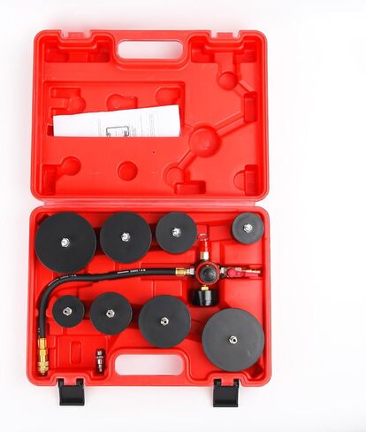 Gnhydxfe 10pc Turbo System Leakage Tester Turbocharger Air Pressure Kit, Turbo Boost Leak Tester Set with 4 Pairs of Stepped Adapters 1-3/8" (35mm) - 3-1/2" (90mm) in Kuwait