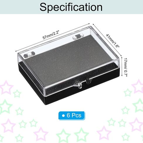 PATIKIL 6 Pcs Lapel Pin Box, 2.2x1.6x0.7 Inch Plastic Clear Brooch Storage Boxes Jewelry Gift Display Container with Sponge for Badge Pin Gemstone Show Case in Saudi Arabia