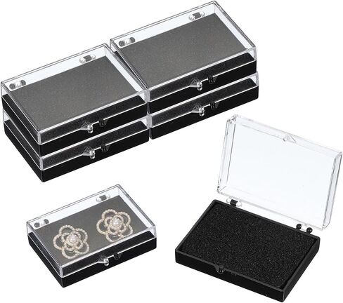 PATIKIL 6 Pcs Lapel Pin Box, 2.2x1.6x0.7 Inch Plastic Clear Brooch Storage Boxes Jewelry Gift Display Container with Sponge for Badge Pin Gemstone Show Case in Saudi Arabia