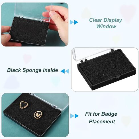PATIKIL 6 Pcs Lapel Pin Box, 2.2x1.6x0.7 Inch Plastic Clear Brooch Storage Boxes Jewelry Gift Display Container with Sponge for Badge Pin Gemstone Show Case in Saudi Arabia