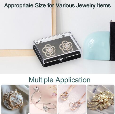 PATIKIL 6 Pcs Lapel Pin Box, 2.2x1.6x0.7 Inch Plastic Clear Brooch Storage Boxes Jewelry Gift Display Container with Sponge for Badge Pin Gemstone Show Case in Saudi Arabia