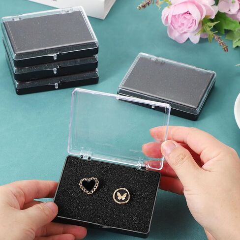 PATIKIL 6 Pcs Lapel Pin Box, 2.2x1.6x0.7 Inch Plastic Clear Brooch Storage Boxes Jewelry Gift Display Container with Sponge for Badge Pin Gemstone Show Case in Saudi Arabia