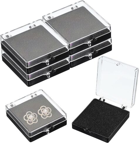PATIKIL 6 Pcs Lapel Pin Box, 2.2x1.6x0.7 Inch Plastic Clear Brooch Storage Boxes Jewelry Gift Display Container with Sponge for Badge Pin Gemstone Show Case in Saudi Arabia