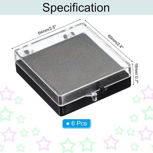 PATIKIL 6 Pcs Lapel Pin Box, 2.2x1.6x0.7 Inch Plastic Clear Brooch Storage Boxes Jewelry Gift Display Container with Sponge for Badge Pin Gemstone Show Case in Saudi Arabia