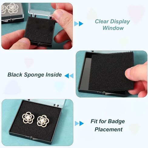 PATIKIL 6 Pcs Lapel Pin Box, 2.2x1.6x0.7 Inch Plastic Clear Brooch Storage Boxes Jewelry Gift Display Container with Sponge for Badge Pin Gemstone Show Case in Saudi Arabia