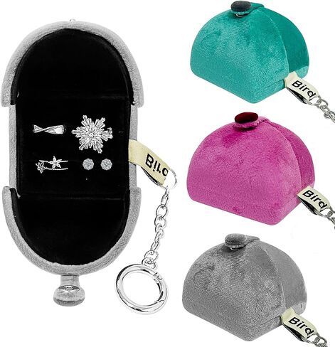 BirdNest Travel Jewelry Ring Box with Keychain,Houndstooth Portable Jewelry Case,Mini Jewelry Organizer Holder for Rings,Earrings,Bracelet,Headset (2-PACK) in Saudi Arabia