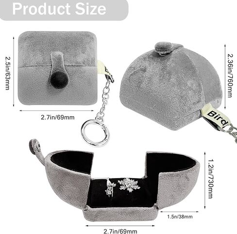 BirdNest Travel Jewelry Ring Box with Keychain,Houndstooth Portable Jewelry Case,Mini Jewelry Organizer Holder for Rings,Earrings,Bracelet,Headset (2-PACK) in Saudi Arabia
