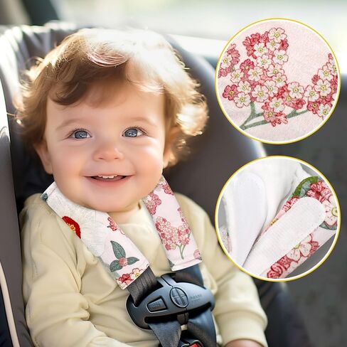 TANOFAR Baby Car Seat Strap Pads, Soft Carseat Straps Covers, Car Seat Straps Shoulder Pads for Girls, Seat Belt Cover Pad for Kids, Suitable for Baby Car Seat, Pushchair, Stroller, Rainbow in Kuwait