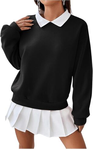 سويت شيرت SweatyRocks نسائي ذو ياقة متباينة حراريًا وأكتاف منسدلة وأكمام طويلة in Saudi Arabia