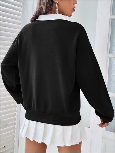 سويت شيرت SweatyRocks نسائي ذو ياقة متباينة حراريًا وأكتاف منسدلة وأكمام طويلة in Saudi Arabia