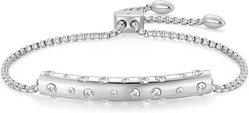 Adjustable Bracelet for Women Bangles 18K Gold Plated Stainless Steel Dainty Cubic Zirconia Chain Slider Bolo Bracelets for Women Mom Brithday Gift 5-9 Inch in Saudi Arabia