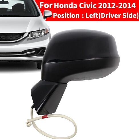 Marretoo for Honda Civic Side Mirror Driver Side(LH) Assembly 2012 2013 2014 2015 Power |Replacement For HO1320261 76202TR0A01 (3 Pins) for Honda Civic Accessories in Kuwait