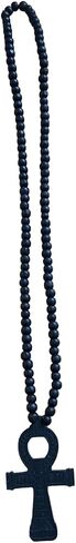 ShopHaven Egyptian Cross Ankh Necklace, Natural Wood Ankh Pendant Necklace, African Necklace, Afrocentric Accessory, Wooden Beaded Chain Necklace in Saudi Arabia
