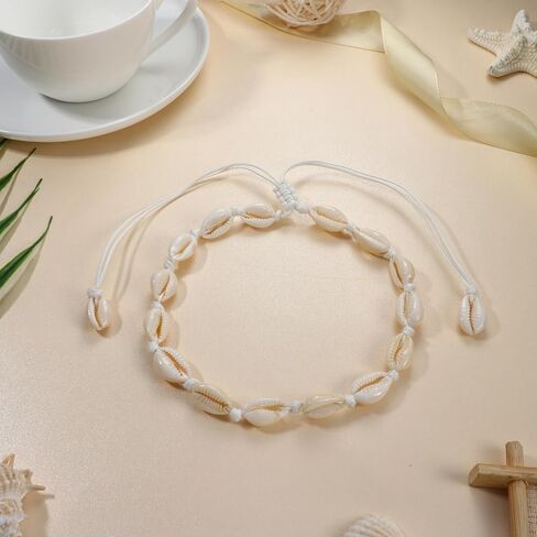 FASACCO Shell Necklace White Puka Shell Necklace Men Women Beach Necklace Seashell Surfer Necklace Hawaiian Pookah Shells Choker Necklace in Saudi Arabia