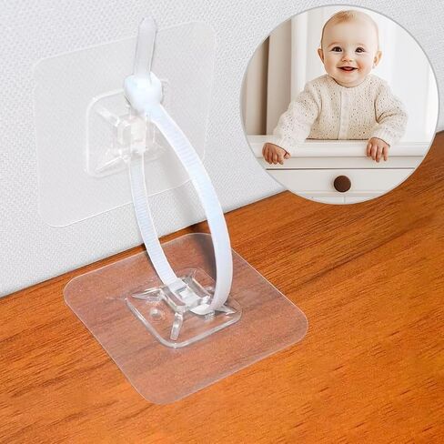Furniture Anchors (12 Pairs) No Drill Furniture Straps for Baby Proofing Self-Adhesive Securing 180lbs Prevent Falling Anti Tip Earthquake Straps for Toddlers Kids Children Pets Safety in Saudi Arabia