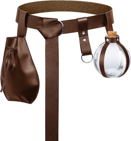 Dunzy 4 Pcs Renaissance Costume Accessories Medieval Belt Skirt Hikes Viking Leather Belt Potion Bottles in Saudi Arabia