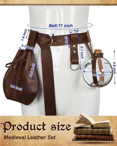 Dunzy 4 Pcs Renaissance Costume Accessories Medieval Belt Skirt Hikes Viking Leather Belt Potion Bottles in Saudi Arabia
