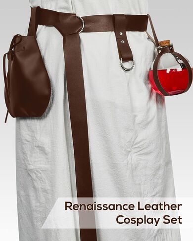 Dunzy 4 Pcs Renaissance Costume Accessories Medieval Belt Skirt Hikes Viking Leather Belt Potion Bottles in Saudi Arabia