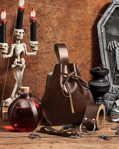 Dunzy 4 Pcs Renaissance Costume Accessories Medieval Belt Skirt Hikes Viking Leather Belt Potion Bottles in Saudi Arabia