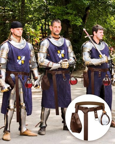 Dunzy 4 Pcs Renaissance Costume Accessories Medieval Belt Skirt Hikes Viking Leather Belt Potion Bottles in Saudi Arabia