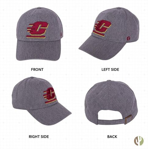 Desert Cactus Central Michigan University Baseball Hat CMU Chippewas Brimmed Embroirderd Cap Adjustable Cloth Strap Adult (Style C) Black in Saudi Arabia